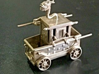 19th Century China Chinese Cum Wo Silver Miniature Fire Engine Truck 纯银清太平水车