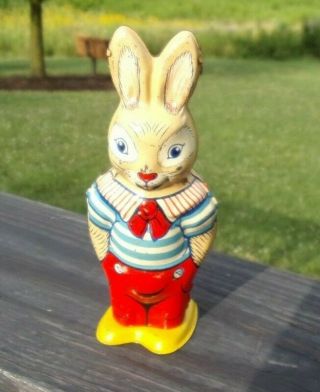 Vintage J Chein Tin Litho Wind Up Bunny Rabbit Walker -