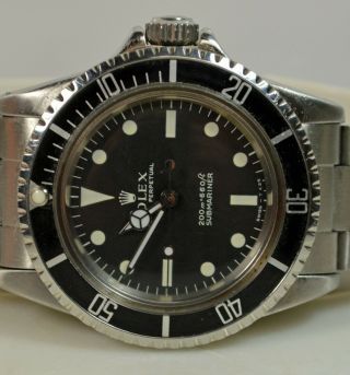 Mens Vintage Rolex Submariner Steel Automatic Watch 5513