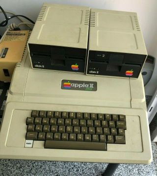 Vintage Apple 2 Plus Computer And 2 Drives W/integer Basic Card,  Etc.
