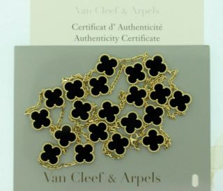 Van Cleef & Arpels 18k Yellow Gold Vintage Alhambra 20 Motif Long Necklace