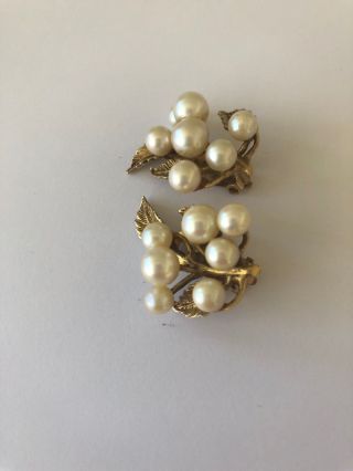 Ming’s Honolulu 14k Gold Culture Pearl Clip On Earrings 11.  5 G Unsigned.