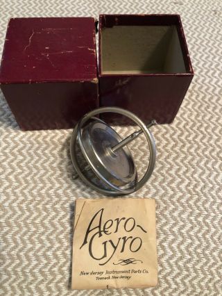 Old Aero Gyro Spinning Top Toy Gyroscope Vintage Metal Science Spin Trick