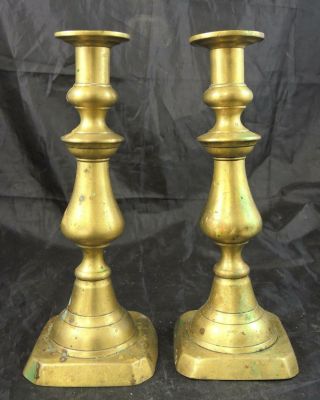 Antique 19th Century Brass Beehive Push Up Candle Holders