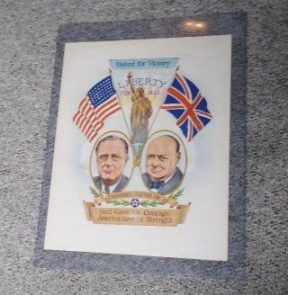Roosevelt And Churchill United For Victory Liberty For All Wwii Poster
