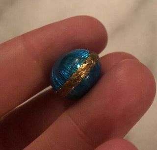 Vintage Antique Russian Blue Enamel Egg Silver? Gold Wash Charm Pendant 6
