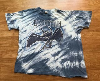 Vtg Led Zeppelin 1984 Concert Band Tour Rock T Shirt Tie Die Smith Gem