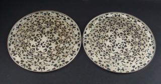 Pair Antique Early 20thC Webster Glass Sterling Silver Overlay Trivets,  NR 6