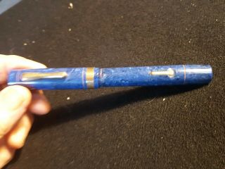 Vintage Large Sapphire Blue Conklin Endura Fountain Pen 5 1/4 " Flexible Nib