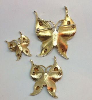 Vintage Crown Trifari Scatter Butterfly Pins - Rare Complete 3 Pin Set 3