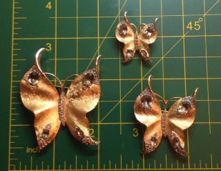 Vintage Crown Trifari Scatter Butterfly Pins - Rare Complete 3 Pin Set 4