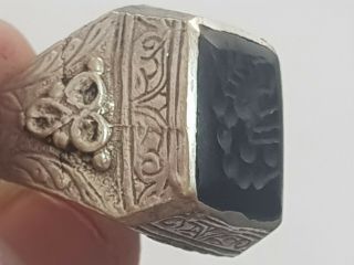 Fantastic Extremely Rare Medieval Silver Ring Seal/scorpion.  12.  7 Gr.  19 Mm Inner