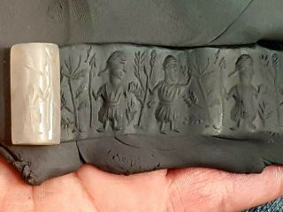 Stunning Extremely Rare Ancient Cylinder Seal Pendant 300 Bc.  8,  8 Gr.  26 Mm
