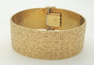 Estate Vintage 14k 585 Yellow Gold Thick Heavy Wide Designer Bracelet Italy 7.  50