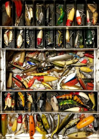 Vintage My Buddy Tackle Box - Packed Full Of Old Fishing Lures -