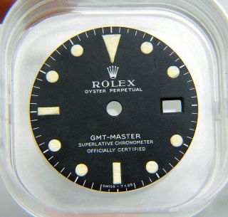 Vintage Rolex Gmt - Master 1675 Mark 1 Long E Matte Black Watch Dial 1960s
