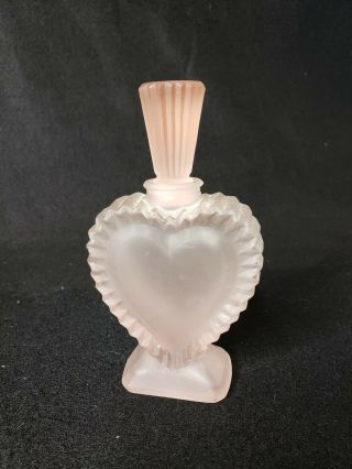 Vintage Art Deco Pink Satin Frosted Glass 6 " High Perfume Bottle