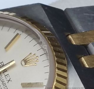 Mens Rolex Oysterquartz Datejust 17013 A 18k Gold SS Vintage Watch 11