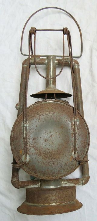 1877 Patent Dietz 2 Tubular Lantern w/Clip On Reflector Vtg Old Antique 3