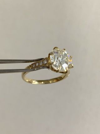 2.  73 Ct Old European Cut Diamond Ring 14k Yellow Gold Engagement Wedding Vintage