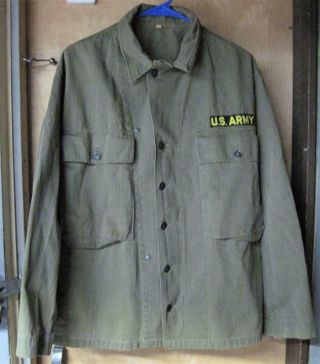 Vintage Wwii Us Army Hbt Herringbone Twill Utility Combat Jacket Shirt 40r Ww2