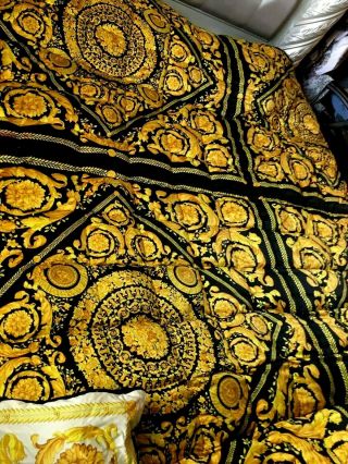 10k Very Rare Gianni Versace 100 Silk Barocco Comforter King Reversible