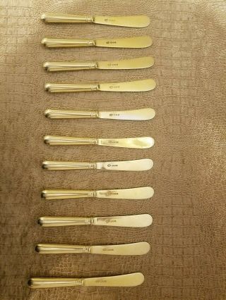 Set Of 11 James Robinson Sterling Silver Butter Knife 6 Inches Long Gold Washed