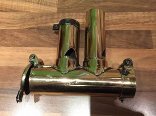 Rare Antique Double Brass Steam Ships/Car Exhaust Whistle Maritime Marine Boat 2