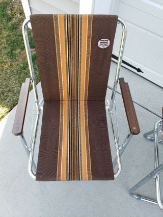 Set of (4) Vintage old school Folding Metal Lawn Beach Chairs made in Italy 7