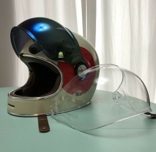 Bell Bullitt Xxl White And Red Vintage Look Helmet Cafe Racer Style
