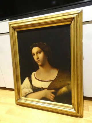 Fine Large 19th Century Portrait Italian Old Master Lady Sebastiano DEL PIOMBO 4