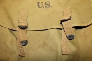 Rare Early WW2 U.  S.  Army OD Duck Canvas Waterproof Musette Bag,  1942 d 3