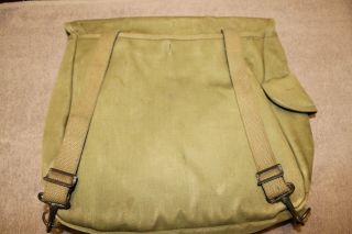 Rare Early WW2 U.  S.  Army OD Duck Canvas Waterproof Musette Bag,  1942 d 4