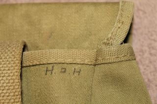 Rare Early WW2 U.  S.  Army OD Duck Canvas Waterproof Musette Bag,  1942 d 6