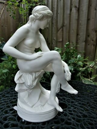 Antique 19thc Large Parian Naked Female Figure " The Bather " C1860 - Copeland