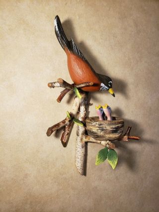 Robin wood carving songbird carving wildlife art duck decoy Casey Edwards 10