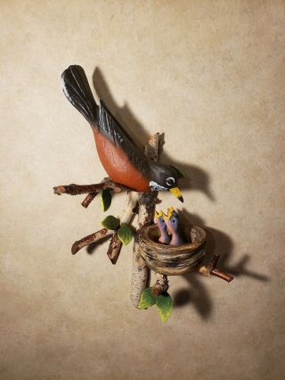 Robin wood carving songbird carving wildlife art duck decoy Casey Edwards 11