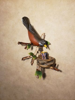 Robin wood carving songbird carving wildlife art duck decoy Casey Edwards 6