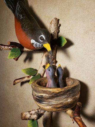 Robin wood carving songbird carving wildlife art duck decoy Casey Edwards 9