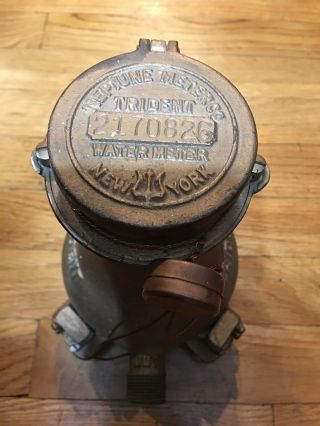 Vintage Solid Brass Trident Water Meter Neptune Meter Co.  York Steampunk