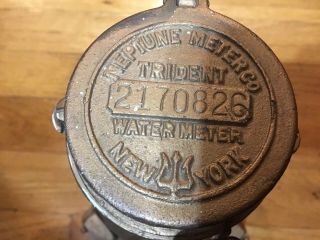 VINTAGE SOLID BRASS TRIDENT WATER METER NEPTUNE METER CO.  YORK STEAMPUNK 2