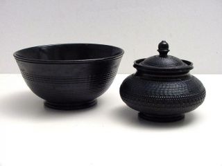 Antique Basalt Earthenware,  Black Mourning Tea Ware