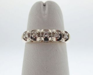 Vintage Estate Diamonds Solid 14k Two - Tone Gold Ring 4.  5mm Band