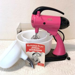 Vintage Hot Pink Sunbeam Mixmaster Mixer With Two Bowls & Juicer Great