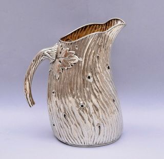 Solid Silver Pitcher Designed As The Trunk Of A Vine