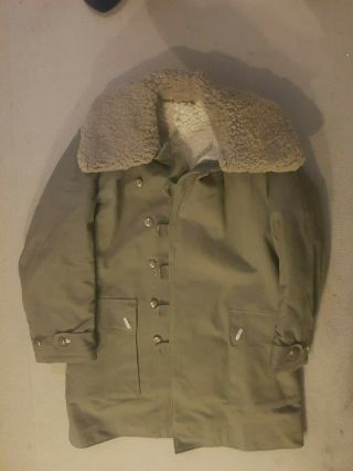 Swedish Military Militar Vintage Coat Sheepskin Lined Very Rare