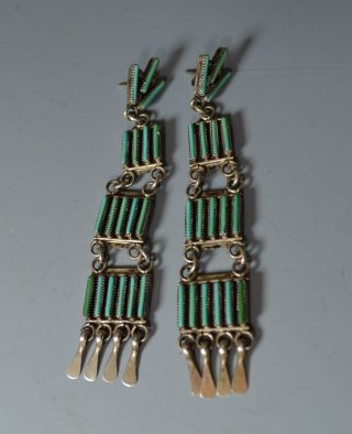 Good Vintage Zuni Silver Turquoise Earrings