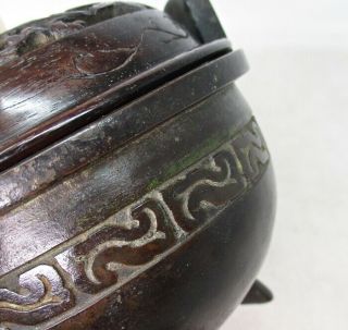 F663: RARE Chinese incense burner of old copper ware with accessories of KARAKI. 2