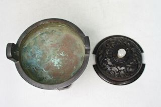 F663: RARE Chinese incense burner of old copper ware with accessories of KARAKI. 5