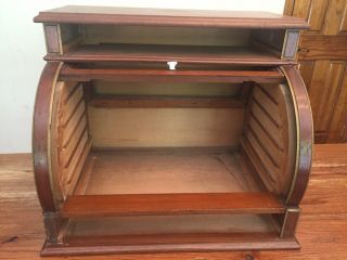 Vintage Antique Corticelli Glass Roll Top Spool Cabinet Silk Sewing Thread Wood 8